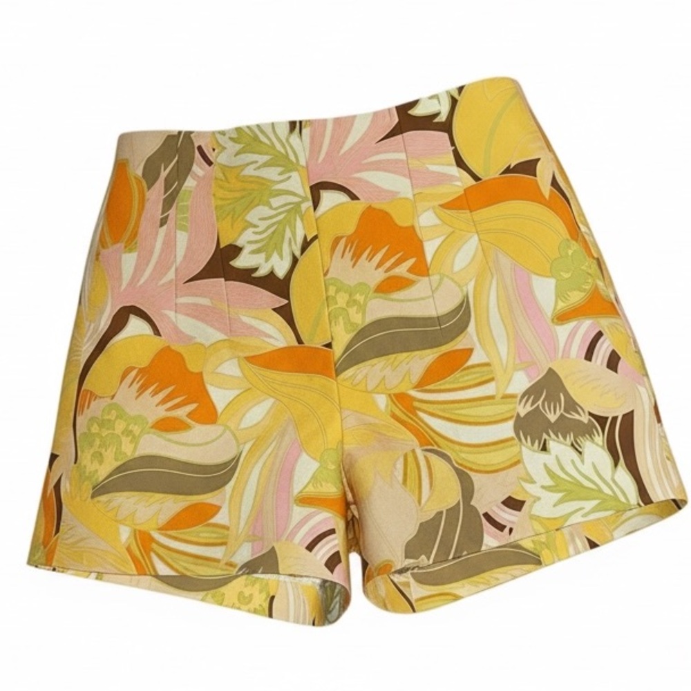 Zara Retro 70s inspo Floral Patterned High waisted Women's Shorts large